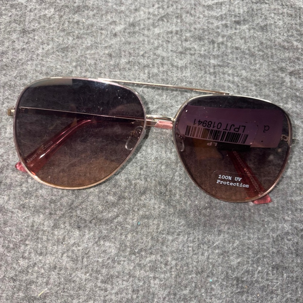 A New Day Gold Pink Gradient Aviator Sunglasses 100% UV Protection NEW